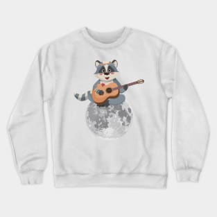 cute raccoon playing guitar Crewneck Sweatshirt